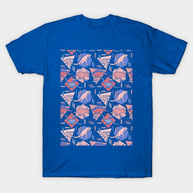 Nineties Dinosaurs Pattern Serenity Rose Quartz Version T-Shirt by chobopop